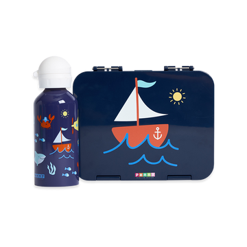 Large Bento + Stainless Steel Drink Bottle Pack - Anchors Away