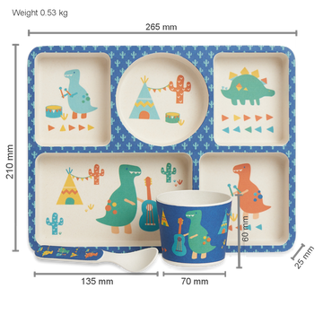 Bamboo Divided Plate Set - Dino Rock