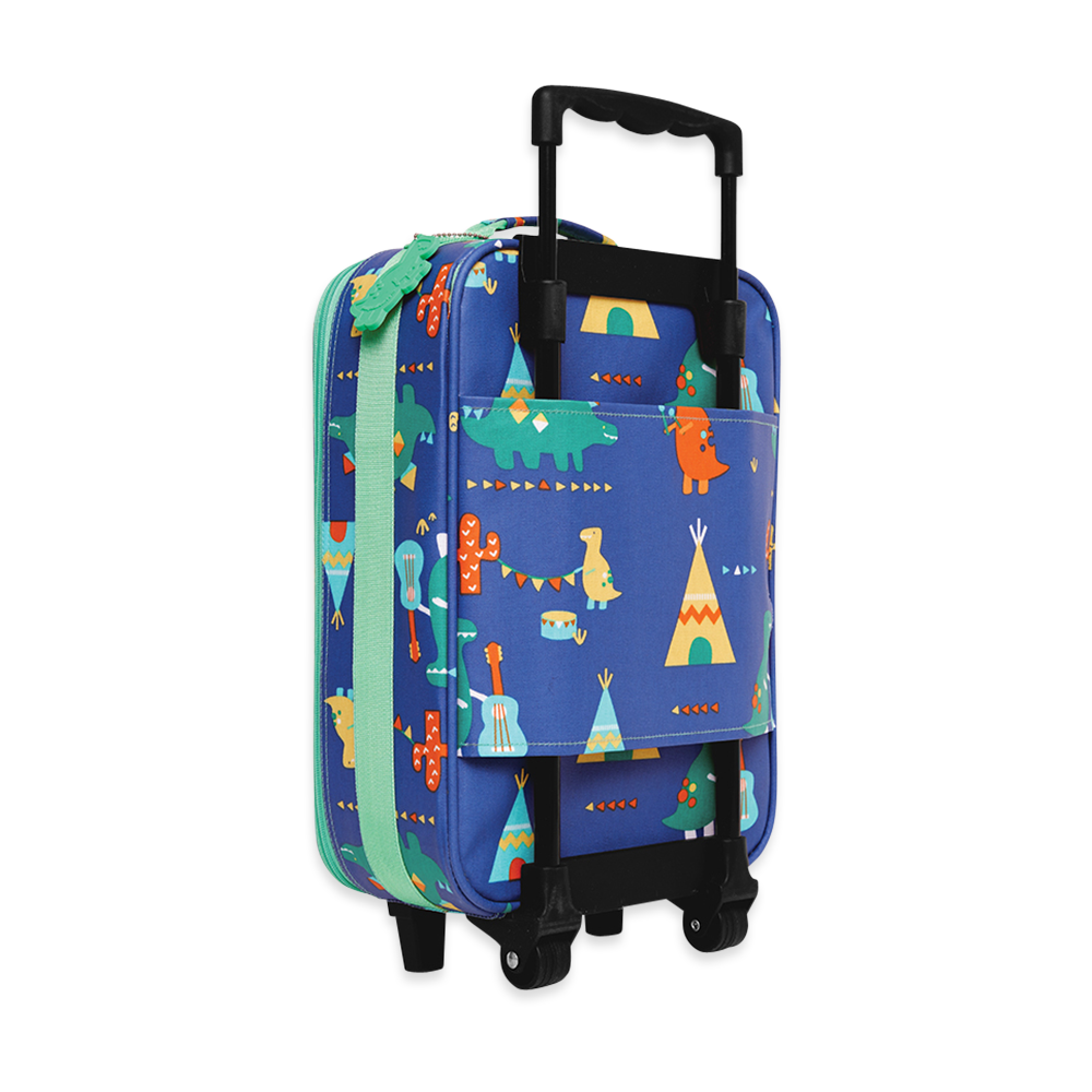 Penny Scallan Kids 2 Wheel Suitcase Dino Rock back view