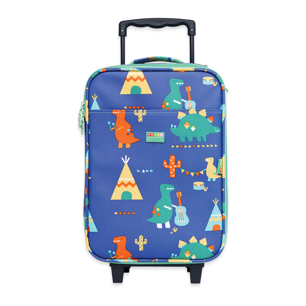 Penny Scallan Kids 2 Wheel Suitcase Dino Rock front view