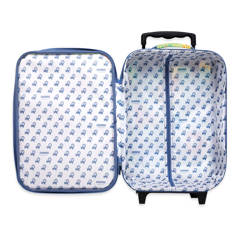 Penny Scallan Kids 2 Wheel Suitcase Wild Thing open view